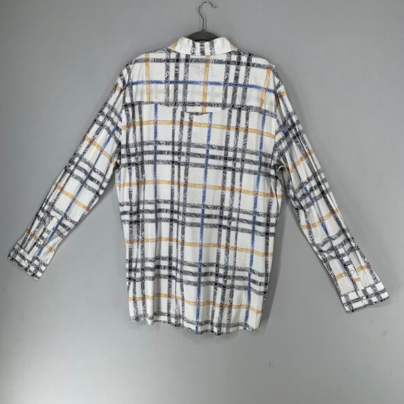 Scully Men Shirt XXL White Paisley Plaid Pearl Snap Button Long Sleeve Button Up - Picture 9 of 11